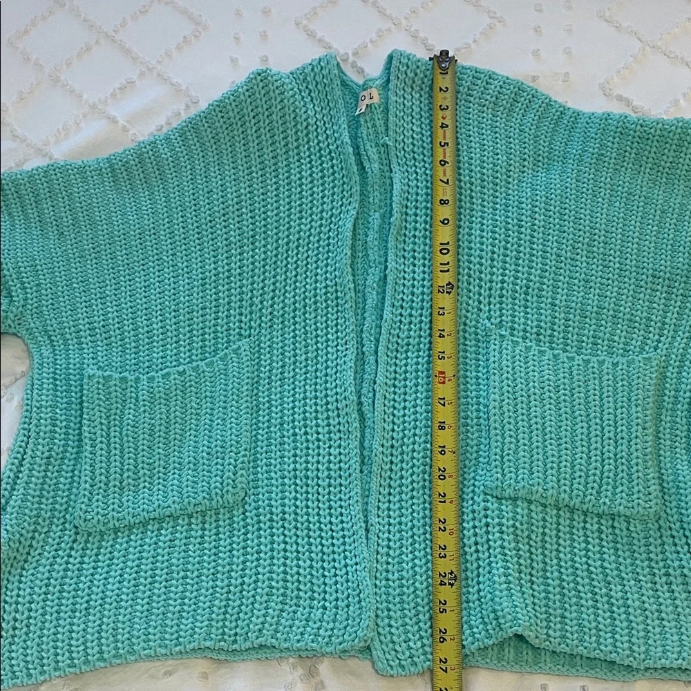 POL Turquoise Knit Cardigan with pockets chunky knits new small oversized - Picture 8 of 8